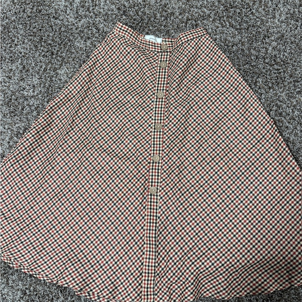 RIHOAS Red and Black Checkered Skirt